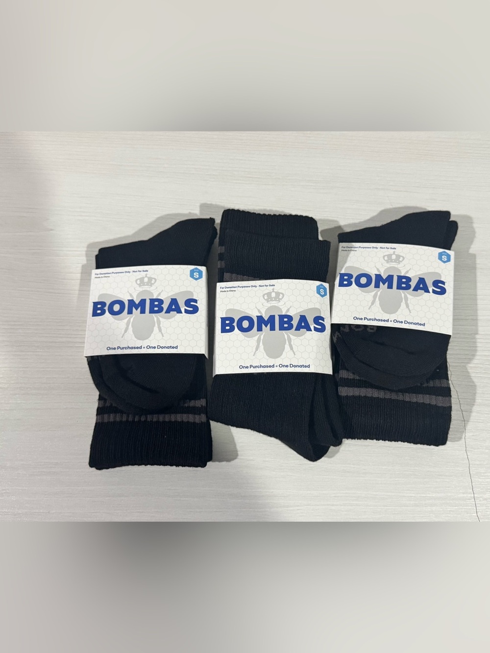 3 CT Bombas Unisex Size Small Black Crew Socks - Comfort & Support